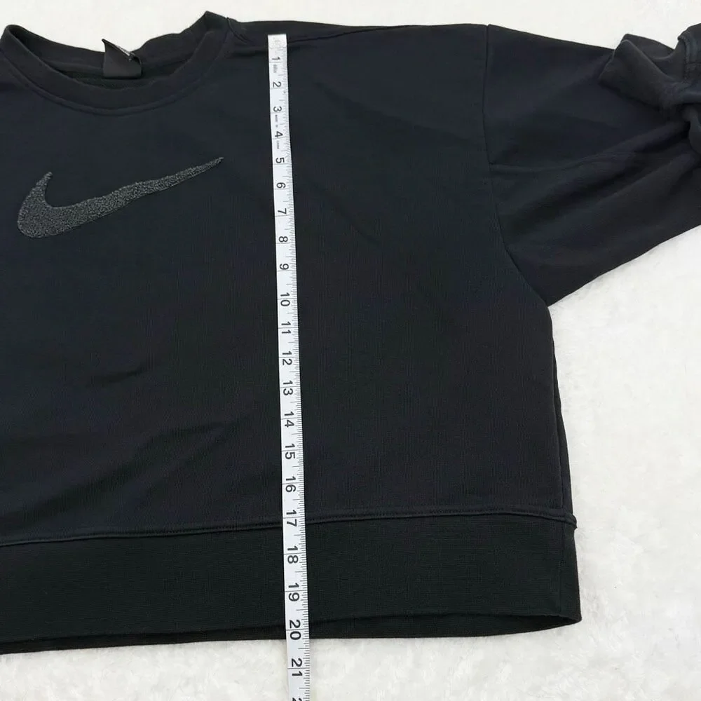 Nike Training Boxy Fit Crewneck Cropped Slouchy Chenille Logo Swoosh Sweat Shirt - Picture 6 of 9
